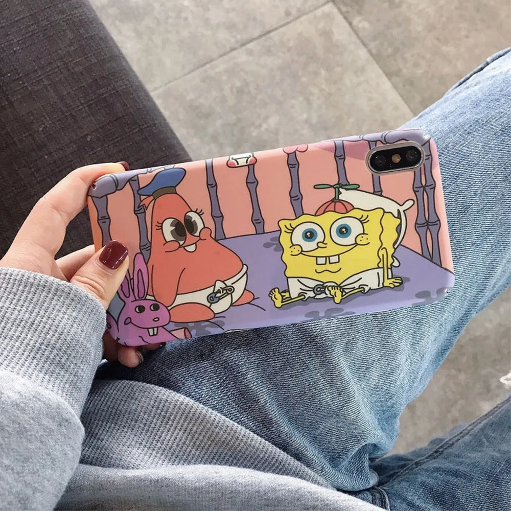 

Cool anime SpongeBob SquarePants and Pie Stars are available case For iPhone 11 Pro Max XR XS Max XS 7 8 plus for men and women