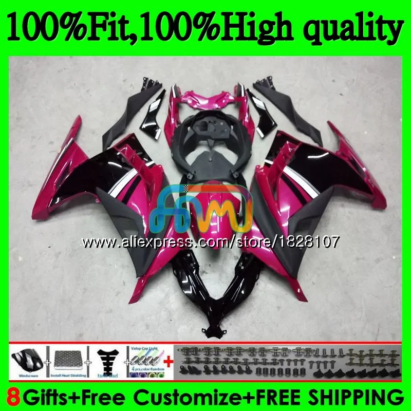 Инъекции для KAWASAKI ZX3R Топ, розовом и черном цвете, EX300 EX ZX 300R 4BS. 46 ZX-3R ZX300R 13, 14, 15, 16, 17, 2013 обтекатели