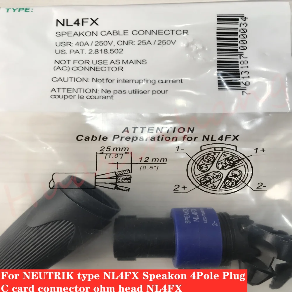 

60Pcs/Lot For Neutrik NL4FX four core audio plug 4 core professional speaker amplifier speaker cable c card connector ohm head