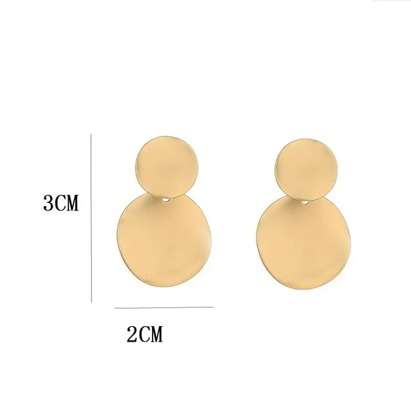 Grace Jun Geometric Matte Gold Color Round shape Clip on Earrings and Pierced Earrings for Women Choose 11.11 Factory Wholesale