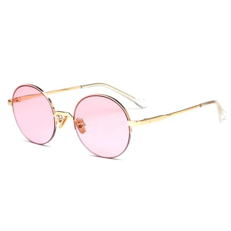 ocean pink Новое поступление, металлические круглые солнцезащитные очки для женщин, полурамки, модные UV400 Солнцезащитные очки для мужчин - Цвет линз: ocean pink