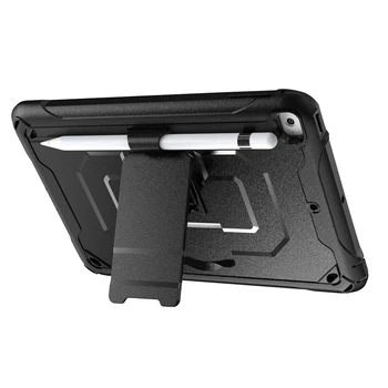 

for iPad Mini 4 Tablet PC Case TPU Shockproof Protective Back Cover with Pen Slot Tablet Stand Case (Black)