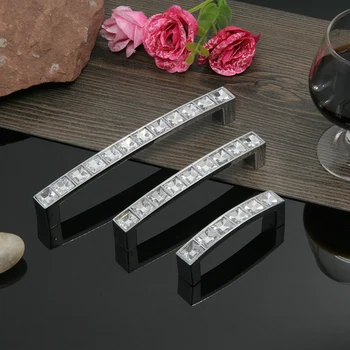 

Zinc Alloy Crystal U Shape Cabinet Cupboard Long Handle Wardrobe Drawer Closet Door Pull Knob with Screw