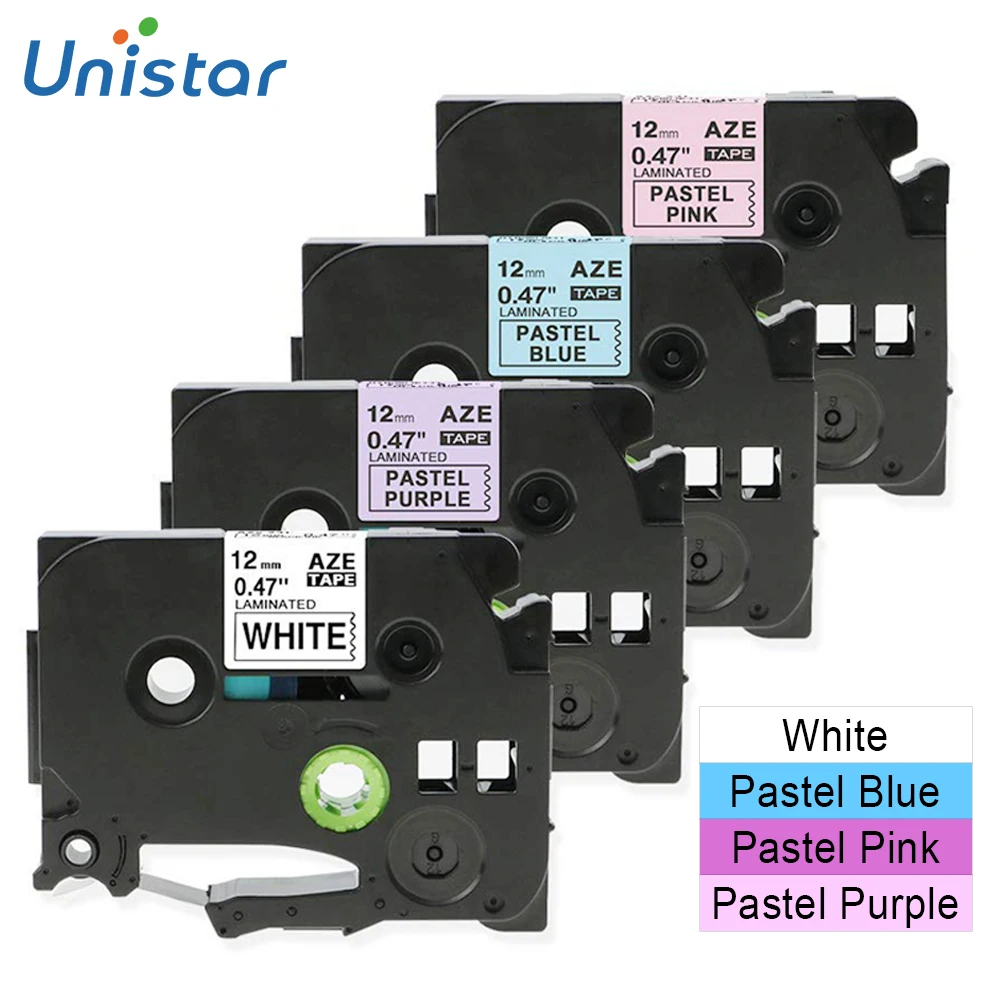 Unistar 4 Pack Label Tapes Compatible for Brother tze231 MQF31 MQ531