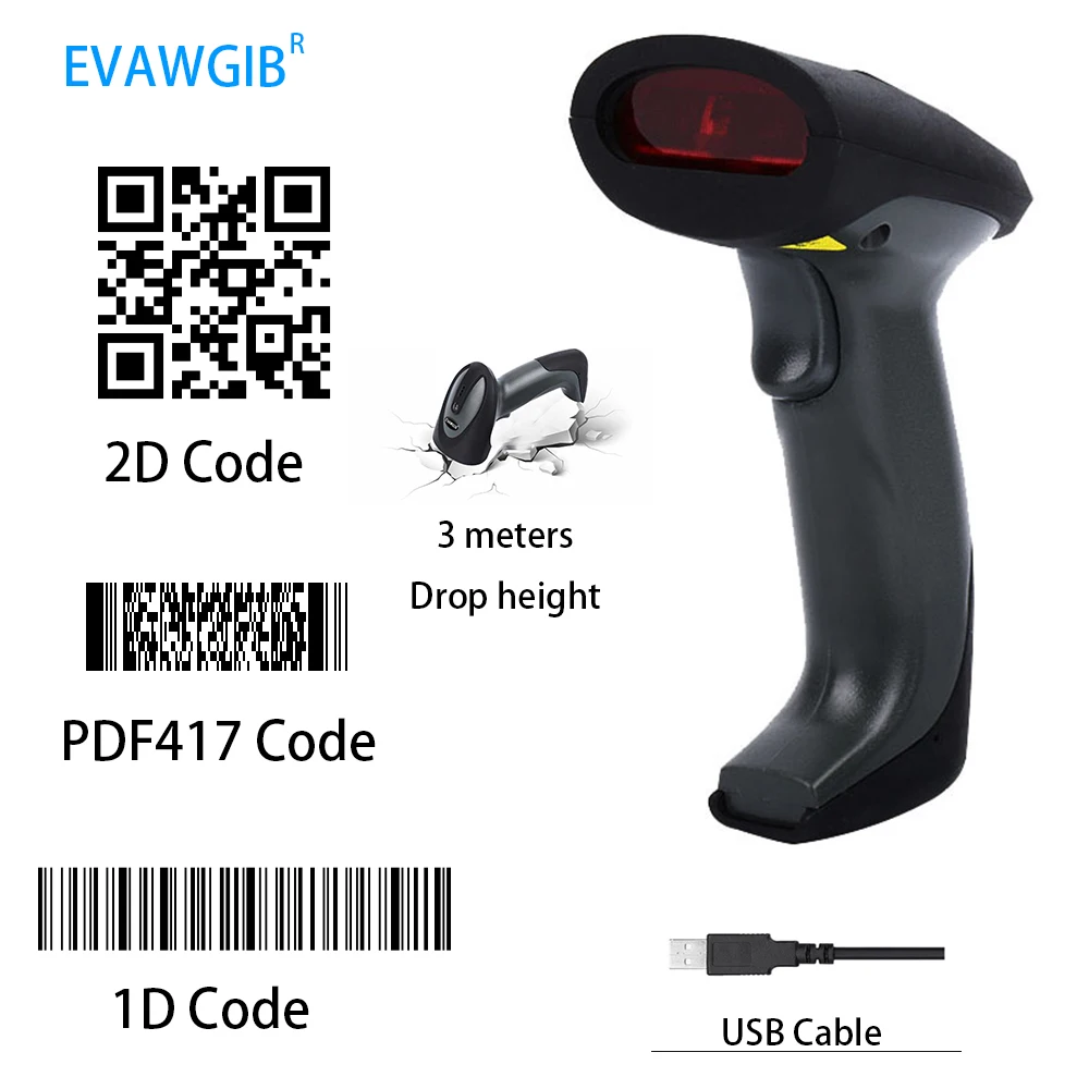 EVAWGIB EV-WJ08 Wireless 1D Barcode scanner EV-B208 Bluetooth 2D Barcode scanner QR Bar Code Reader PDF417 for IOS Android IPAD small car inspection equipment Code Readers & Scanning Tools