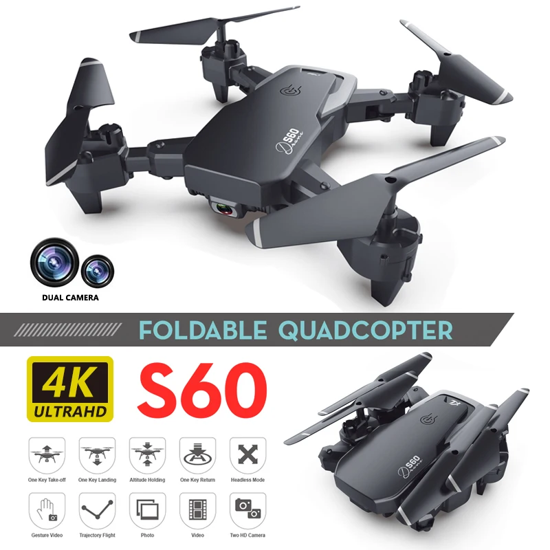 Hipac S60 Дрон 4k HD широкоугольная камера 1080P WiFi fpv двойная Квадрокоптер высота держать