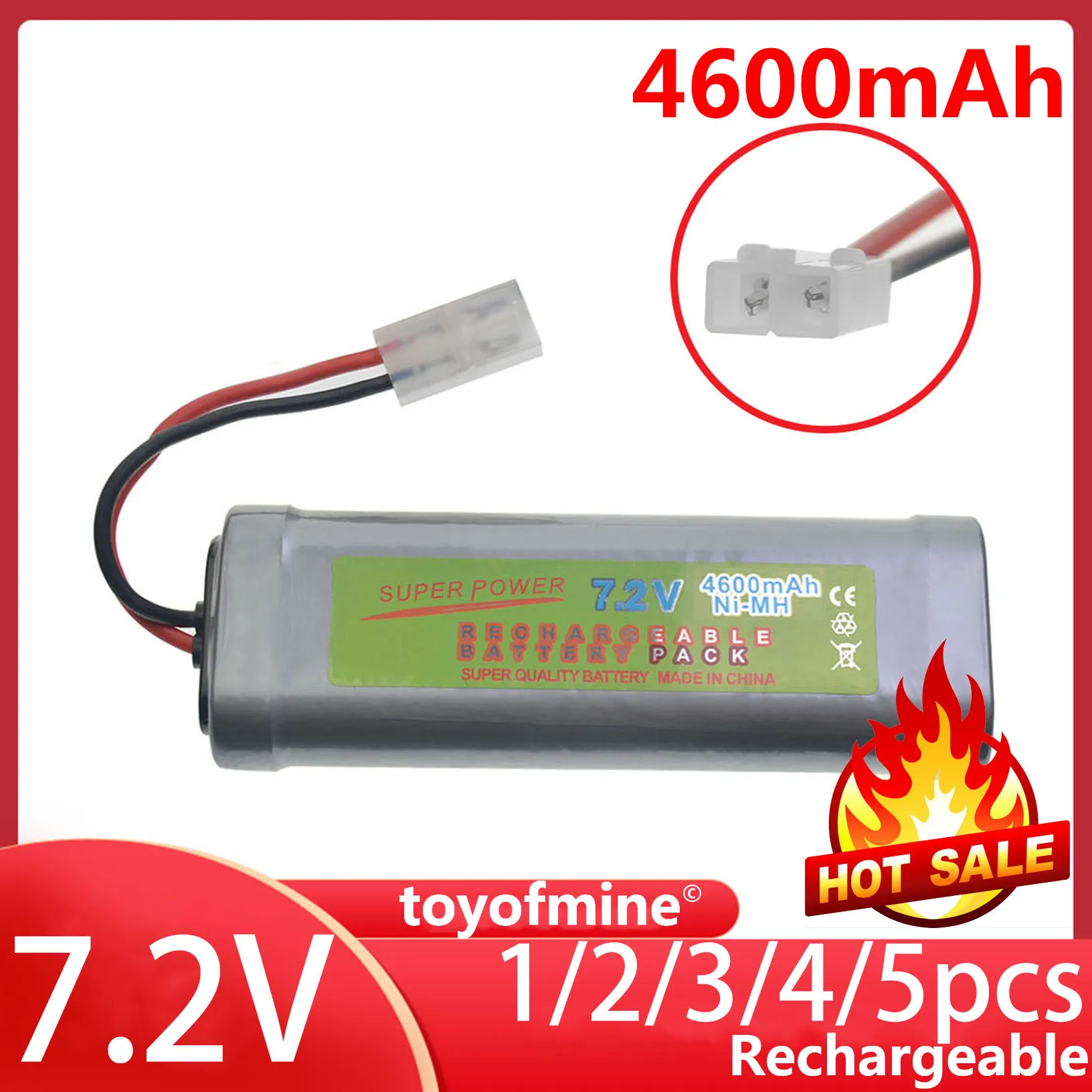 1-5PCS Ni-MH 7.2V 4600mAh Rechargeable Battery For RC Car Truck Buggy Boat Tank Airplane Helicopter | Электроника