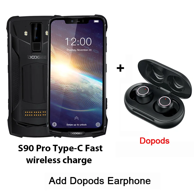 Doogee S90 Pro модульный мобильный телефон Helio P70 Восьмиядерный 6 ГБ 128 ГБ NFC 6,18 FHD+ дисплей IP68/IP69K 4G LTE смартфон - Цвет: Add Dopods