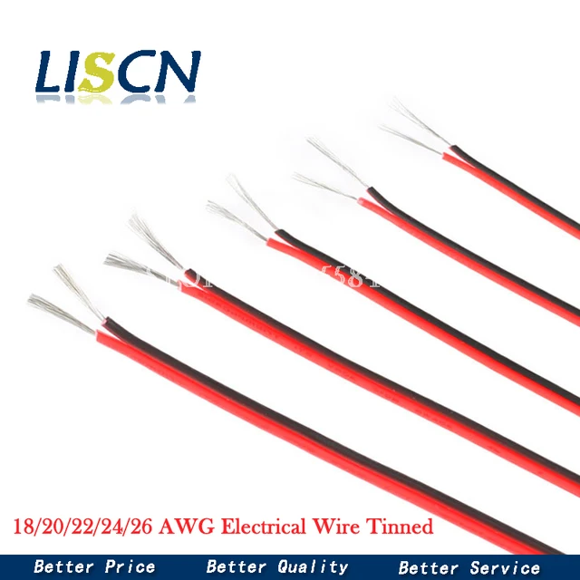 10 Meters 18/20/22/24/26 Gauge AWG Electrical Wire Tinned Copper Insulated  PVC Extension LED Strip Cable Red Black Wire - AliExpress