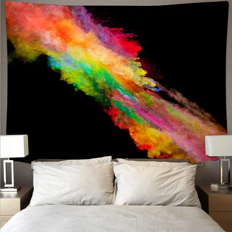 

Color paint powder splatter style cheap wallcovering art tapestry hippy wall hanging psychedelic beach towel polyester