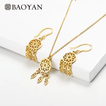 

Baoyan Unique Star Leaf Jewelry Set Fashion Ladies Women Jewelry Sets Gold Silver Plating Stainless Steel Jewelry Sets For Women