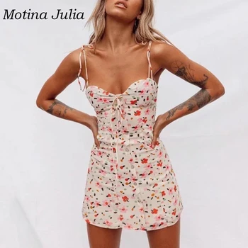 

Motina Julia new spring summer floral print sundress women button front boho beach mini dress