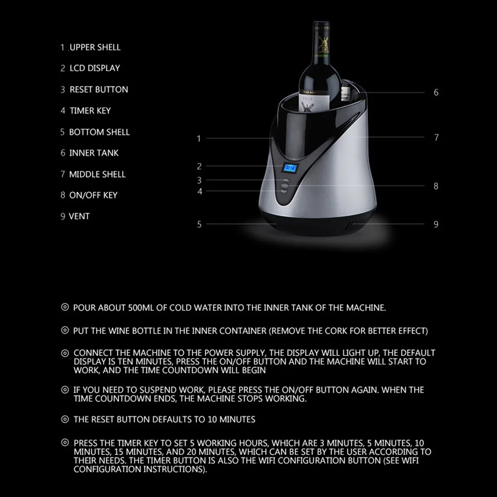 Wine Ultrasonic Sober Up Machine Household Ultrasonic Alcoholizer Spicy and Strong Sensation of Lees Remove