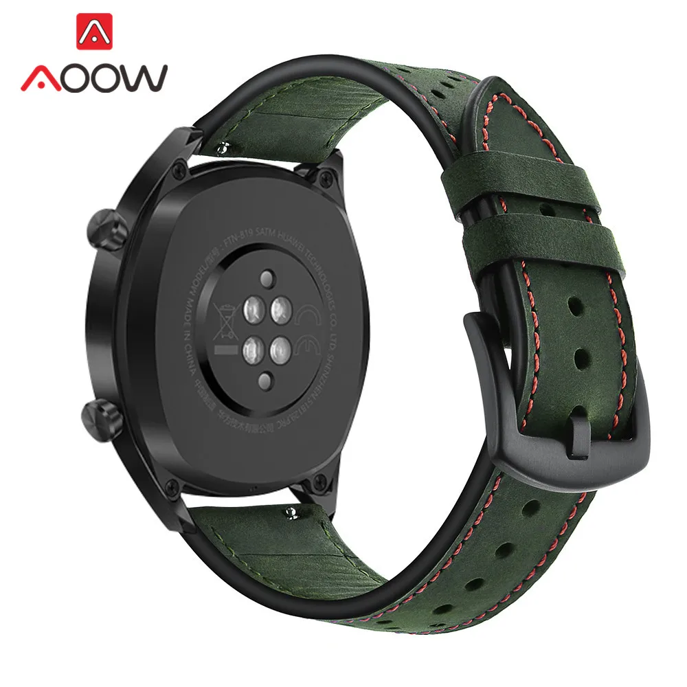 22 мм ремешок из натуральной кожи для huawei Watch GT 46 мм спортивный ремешок с отверстиями браслет для Honor Magic samsung gear S3 Frontier