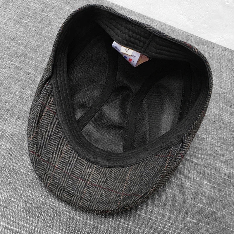 Осенне-зимние мужские шапки береты Британский западный стиль шерсть усовершенствованная плоская кепка плюща классический берет в стиле винтаж Кепка Размер s-xl BLM217