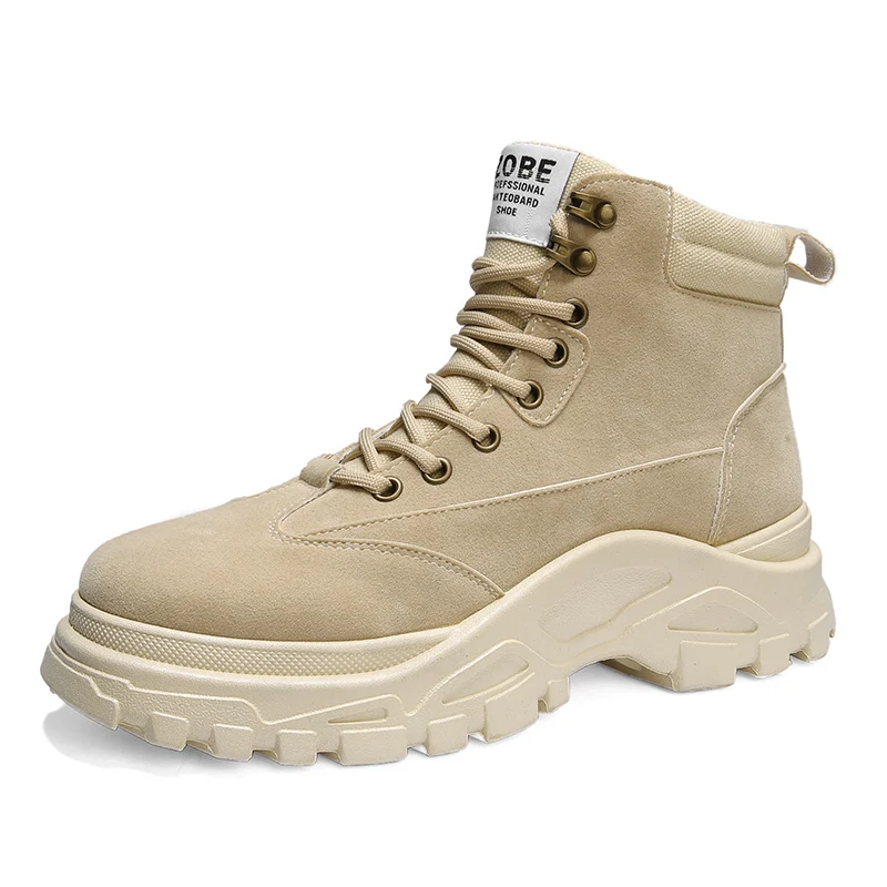 

Men's Boots Winter Breathable Solid Color High Quality British Style Work Boots High Top Thick-soled Non-slip Men's Shoes