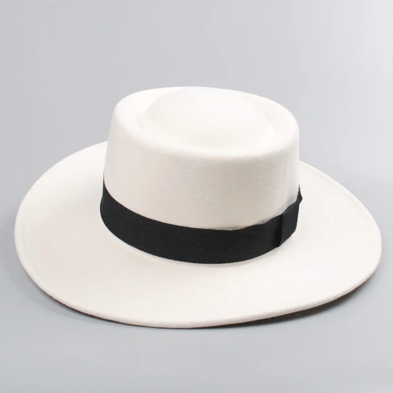 Осенне-зимняя шерстяная шляпа Fedora белая церковная шляпа для женщин и мужчин фетровая Панама шляпа-пирожок для свадьбы