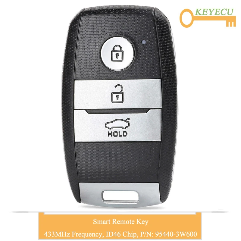 

KEYECU Smart Remote Control Car Key for Kia K5 Sportage Sorento, Fob 3 Buttons - 433MHz Frequency - ID46 Chip - P/N: 95440-3W600