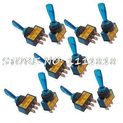 

DC 12V 20A 2 Position ON/OFF SPST 0.47" Mount Blue Light Toggle Switch 10 Pcs