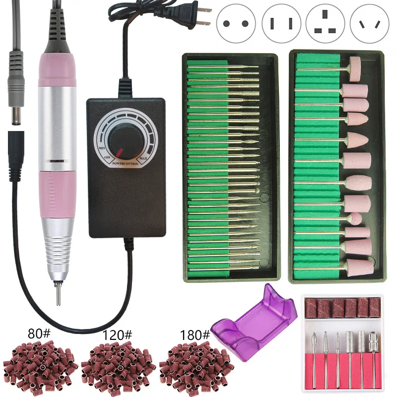 35000/20000 об/мин Электрический сверлильный станок для ногтей, набор для маникюра и педикюра, гель для удаления, сильные пилочки для ногтей, полировальные инструменты, набор сверл для ногтей