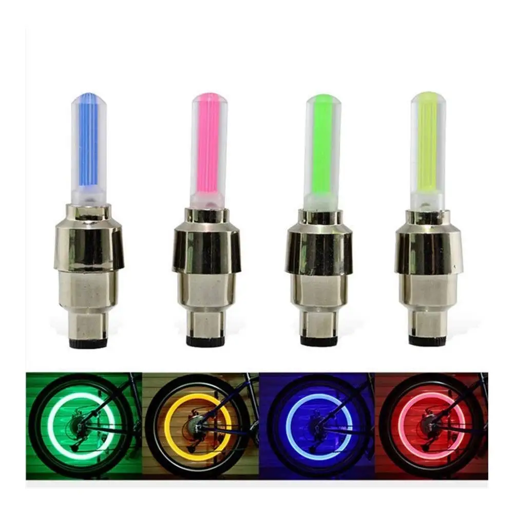

2PCS Car Wheel LED Light Motocycle Bike Light Tire Valve Cap Decorative Lantern Tire Valve Cap Flash Spoke Neon Lamp