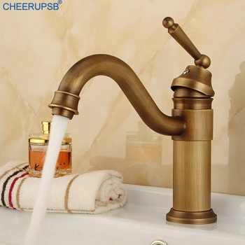 

Banyo Bataryasi Wash Basin Single Handle Single Hole Faucet Hot Cold Water Mixer Tap Brushed Antique Faucets Black Retro Taps K2
