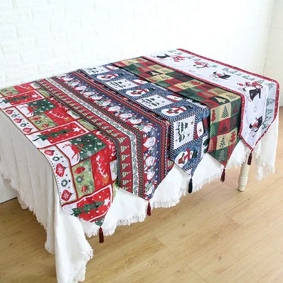 

New Table Flag Christmas Table Flag Place Mat Jacquard Towel - Santa Snowman