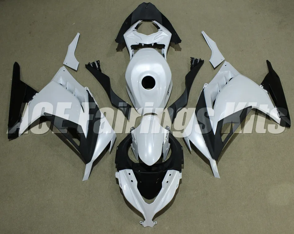 ABS полный обтекатель комплект для Kawasaki Ninja300 EX300 300R 2013 13 14 15 16 17 Обтекатели+ крышка бака Белый Топ