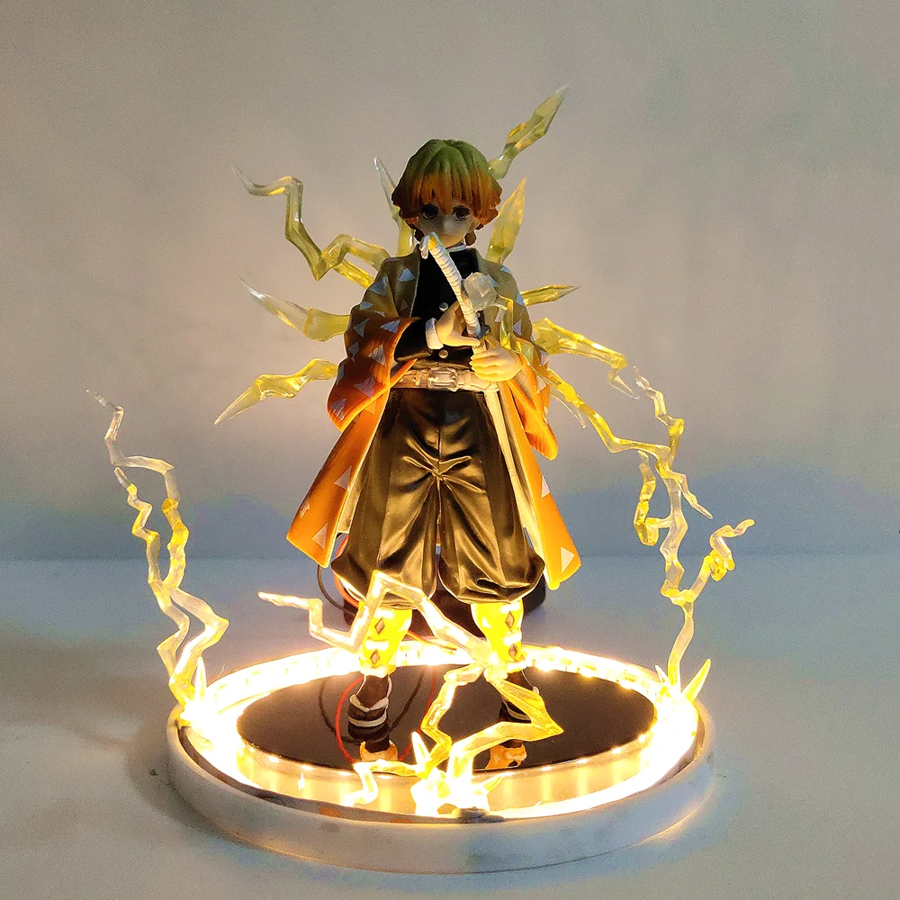 Demon Slayer Agatsuma Zenitsu Kamado Tanjirou LED Light Up PVC Figure Statue Toy