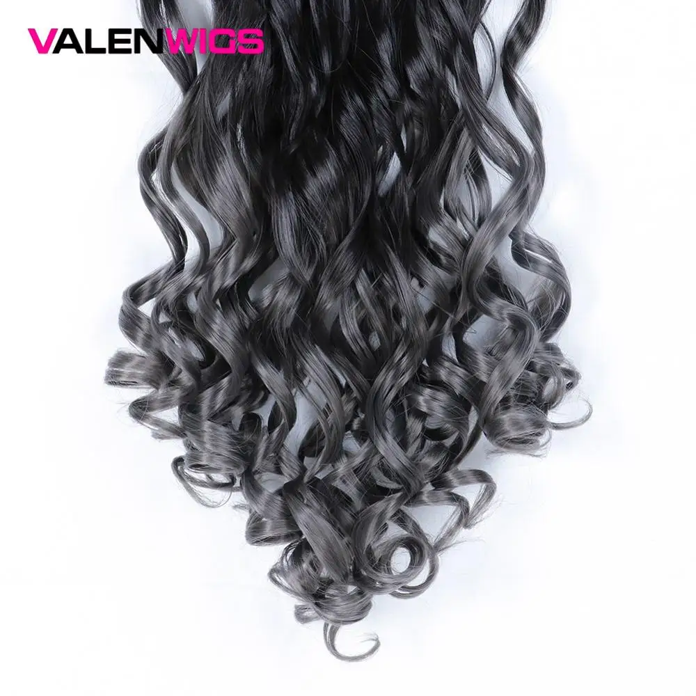 Valenwigs Wavy Synthetic Hair Clip in Hair Extensions 7 Pieces/set 22" 130g Gradient Omber Color Women's Hairpieces Fiber Hair