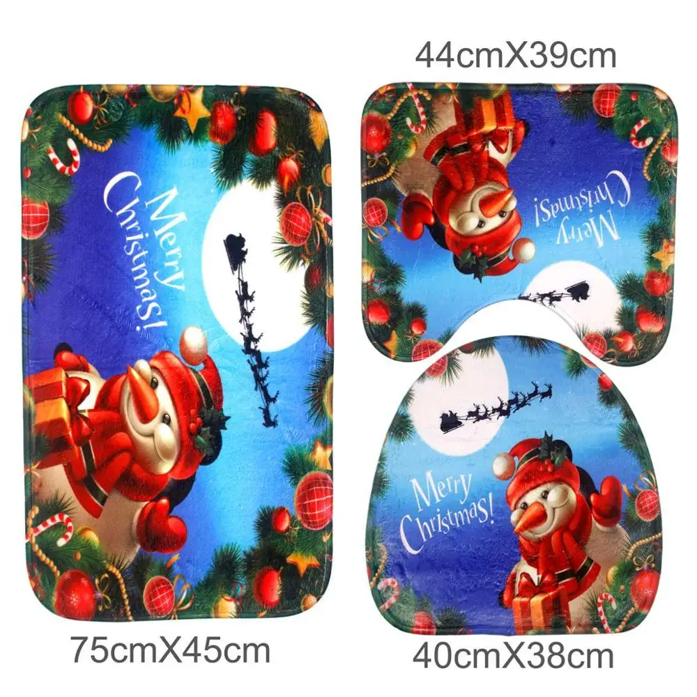 Flannel snowman Коврик Санта-Клаус, набор для ванной, рождественские украшения для дома, Navidad, рождественские вечерние принадлежности, подарок на год - Цвет: Flannel snowman