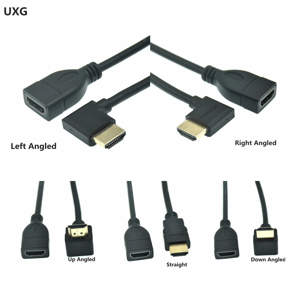 Кабель HDMI Женский адаптер Mini Micro 90 градусов Прямоугольный штекер AF Удлинительный