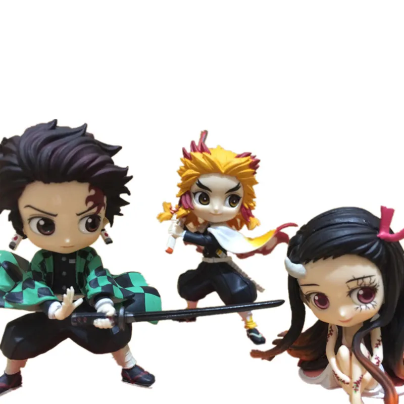 Demon Slayer Anime Figure Rengoku Kyoujurou Tanjirou Nezuko Cute Toys PVC Kimetsu no Yaiba Action Figurine Model