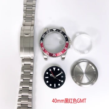 

GMT Watches Accessories 40mm 316L Brushed Stainless Steel Watch Case Band Sapphire Suitable for ETA2836 Pearl 3804 Movement