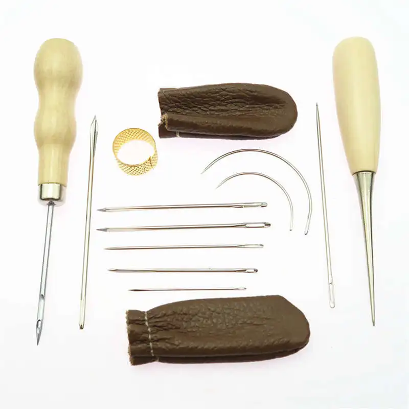 ELEG-22Pcs Кожа ремесло ручная строчка швейные инструменты шило вощеная нить наперсток комплект