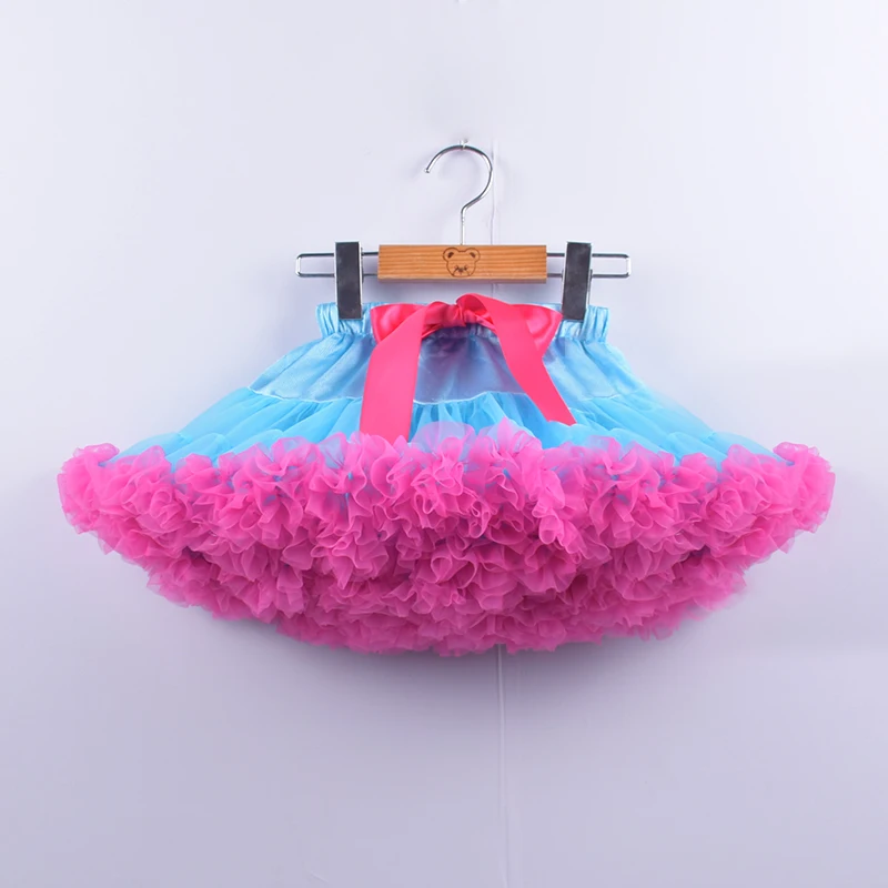 blue and hot pink Модная юбка-пачка девочек яркая детская одежда Вечерние пышные детские юбки-американки принцесс танцевальный костюм балета для детей от 0 до 16 лет - Цвет: blue and hot pink