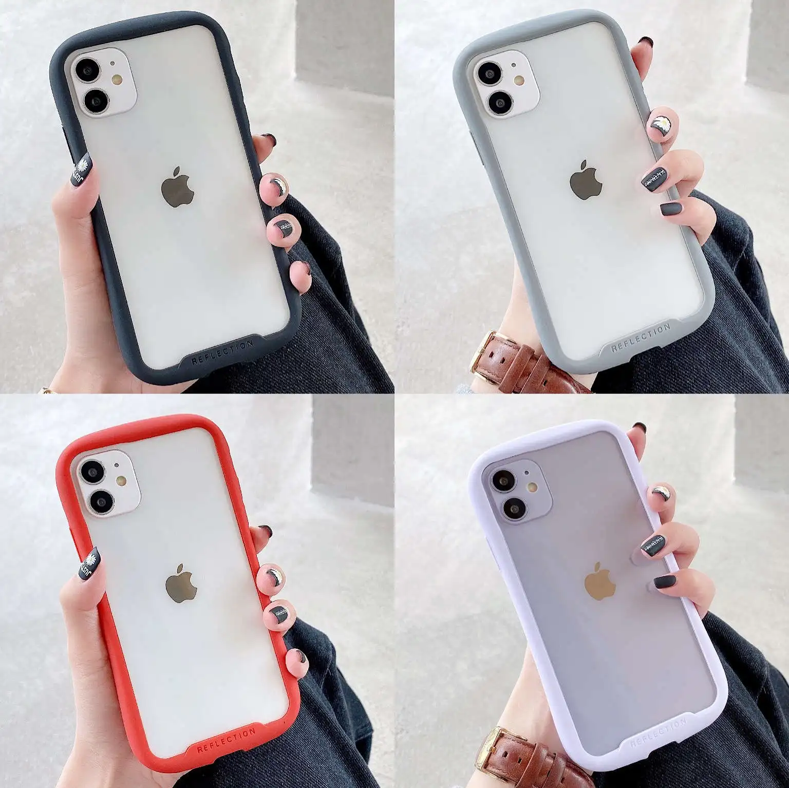 

Clear Cases Cover for iPhone 11 Pro Max XS Max XR X 8 7 8Plus 7plus TPU Cases Soft Silicone+Hard Acrylic Back Shell Cute Candy