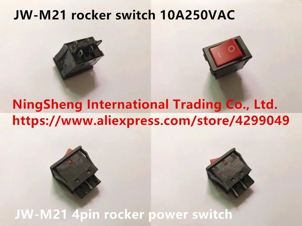 interruptor rocker 10a250vac 4pin original novo botao preto branco vermelho 01