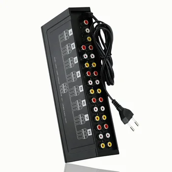 

8 Ports 1 In 8 Out 8 ways 3 RCA AV Audio Video Splitter Amplifier Box for TV Box HDTV DVD PS3
