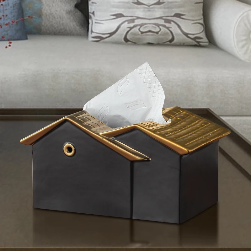 

Creative classical house shape tissue box Retro architectural style art decoration removable tissue boxs