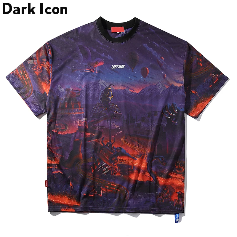 Мужская футболка с коротким рукавом в стиле Харадзюку Dark Icon Модная хлопковая