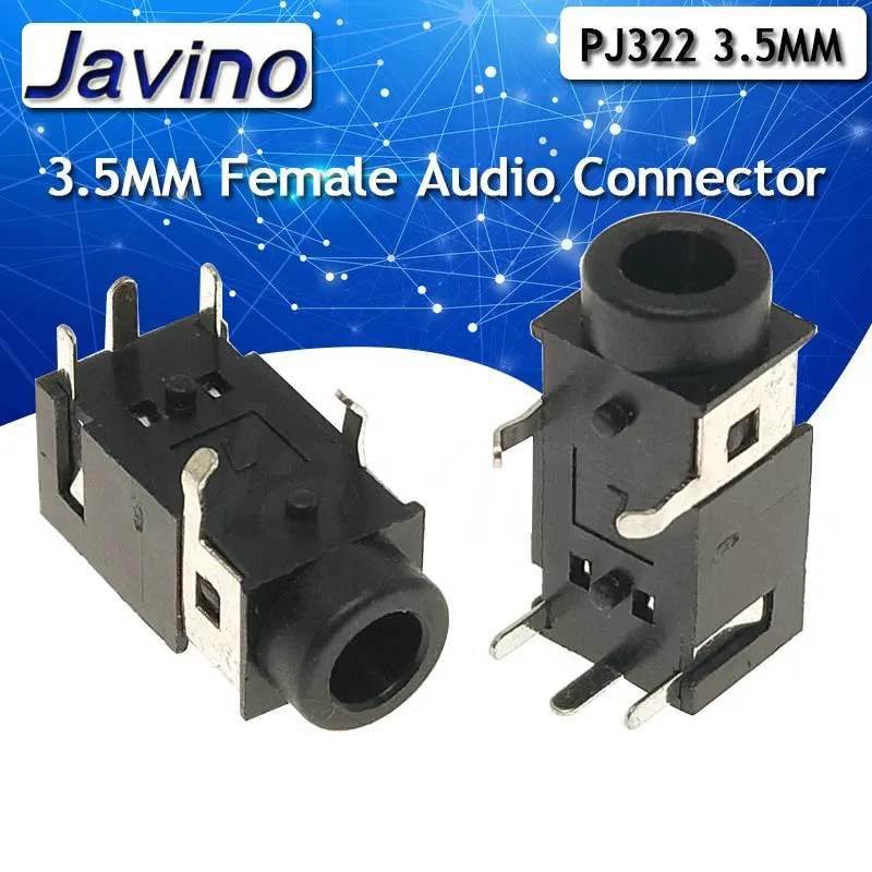 

10pcs PJ322 3.5mm Female Audio Connector 5 Pin SMT Headphone Jack Socket PJ-322 PCB Mount Stereo Jack