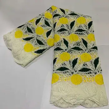 

African Lace Fabric Yellow Color Guipure Lace Fabric 2020 High Quality Nigerian Cord Lace Fabric For Wedding Dresses