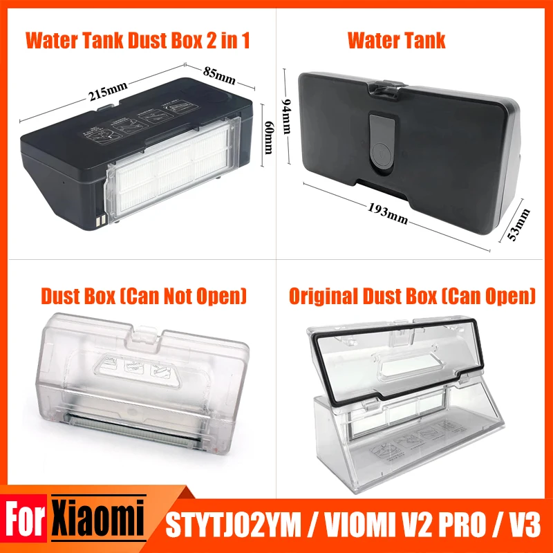 

For XiaoMi Mijia Mop Pro STYJ02YM / VIOMI V2 PRO / V3 MVXVC01-JG Robot Vacuum Cleaner Water Tank Dust Box 2 in 1 Spare Parts