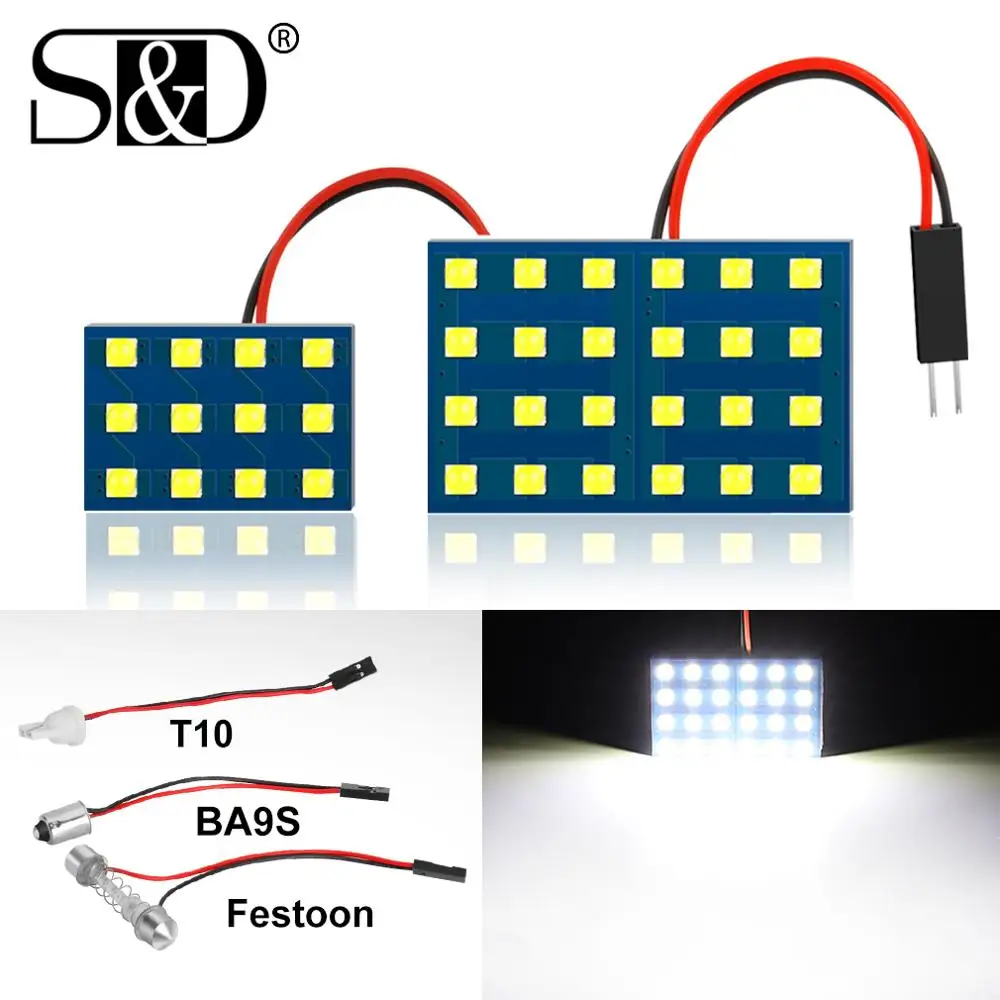 1Pc 12 24 SMD 3030 LED Auto Dome Panel Light Car Interior Reading Lamp Roof Bulb With T10 W5W BA9S C5W Festoon 3 Adapter Base|Signal Lamp| -