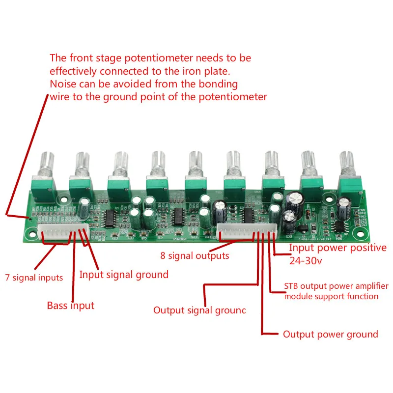 7,1 предусилитель усилитель тональности плата питания постоянного тока независимая Регулировка громкости Регулировка частоты басов автоматическое отключение звука