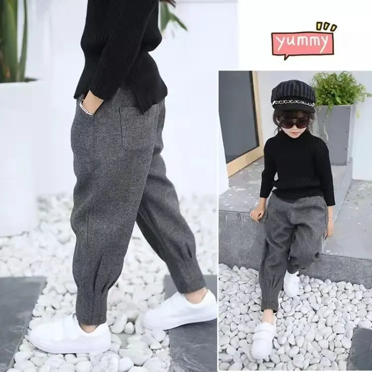 Girl Harem Pants kids Spring Autumn clothes children trousers for Baby Boys Pants solid 1000~150 grey black