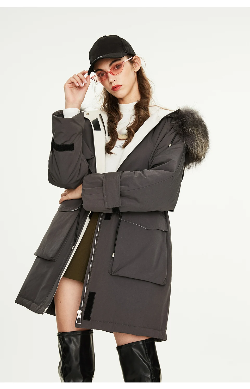 JAZZEVAR Зима Новое поступление пуховая куртка женская высокого качества средней длины с мехом теплые зимняя кyрткa Y9058