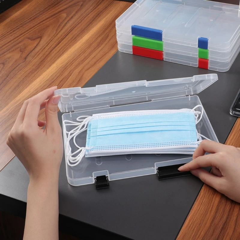 Portable File Box Transparent Plastic Box Office Supplies Holder Document Paper Protector Desk Paper Organizers Cases