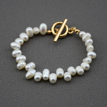 

Delicate Valuable Real Pearl Bracelet Good Quality Freshwater Pearl OT Buckle Charm Bracelets BestParty Jewelry for Women